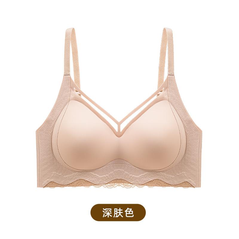 

Sexy seamless lift and gather, upper support shows large collection of secondary breasts, anti-sagging fixed cup, cross bra M(recommended 40-50kg )