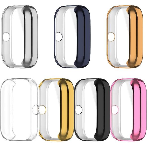 FitTurn Screen Protector Case for Amazfit Bip 3/Bip 3 Pro Watch TPU Slim Case Cover [Plating Metal Color Frame] [3D Full Coverage] Shell Protective