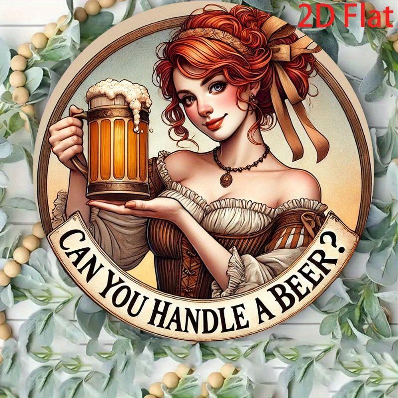 Retro Girl Tin Metal Logo Round Painting for Bar Restaurant