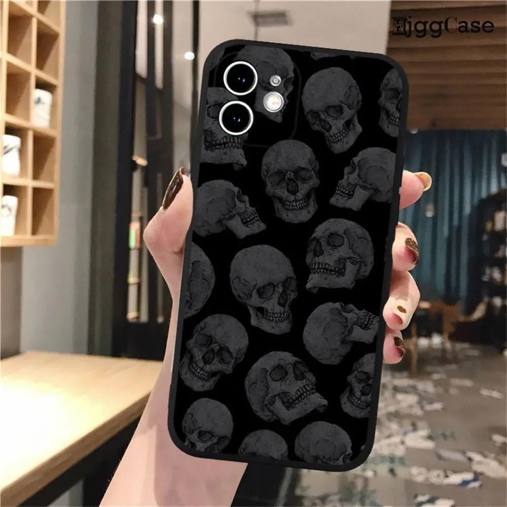 

Черный Чехол для Телефона для iPhone 16 15 14 13 12 11 Pro Max XS X XR 7 8 SE Жнец Череп Скелет Мягкий Силиконовый Чехол iPhone 15