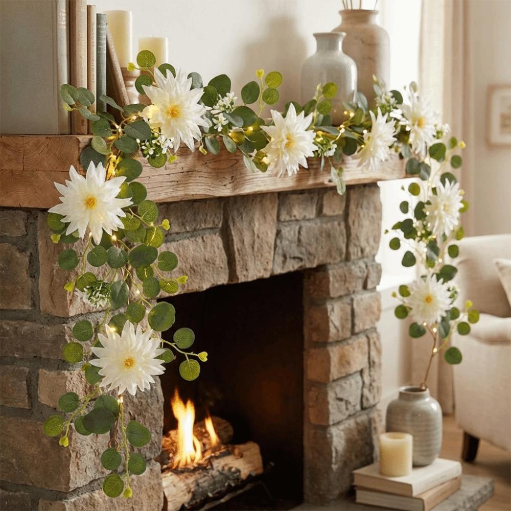 Romantic Eucalyptus Leaf Money Leaf Vine Plastic Lifelike Chrysanthemum Vine Realistic Handmade Fake Hanging Plants Hotel Decor