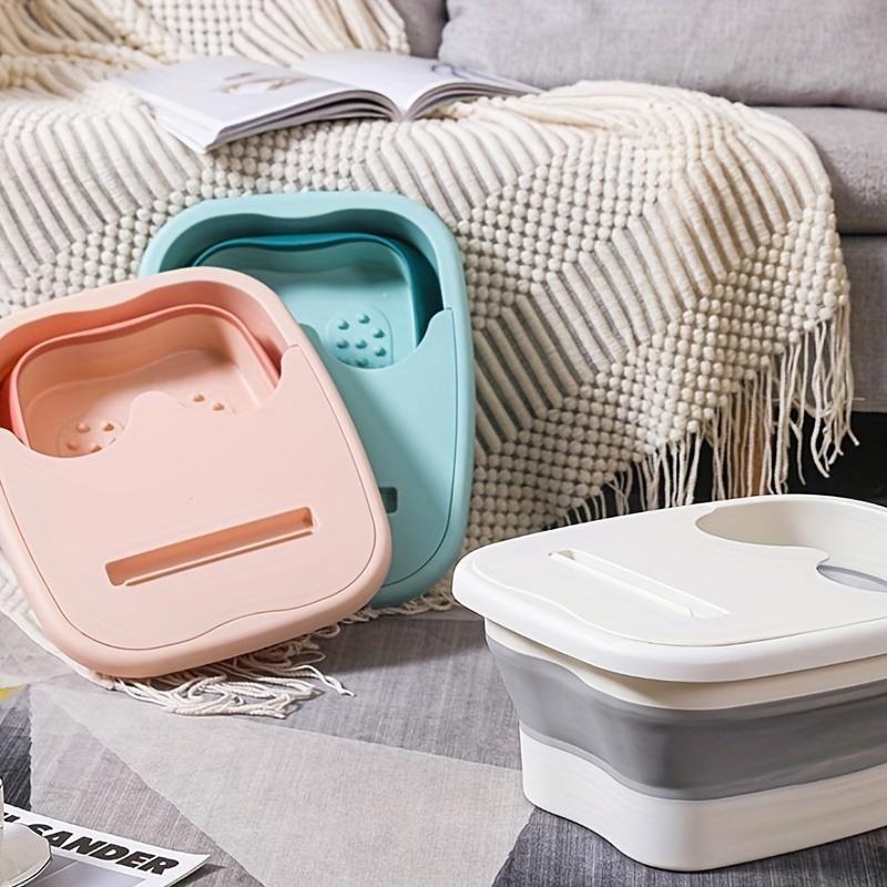 Foldable Footbath Massage Bucket With Lid Easy To Store Portable Foot Bath Tray Collapsible Foot Soak Bucket for Relaxing