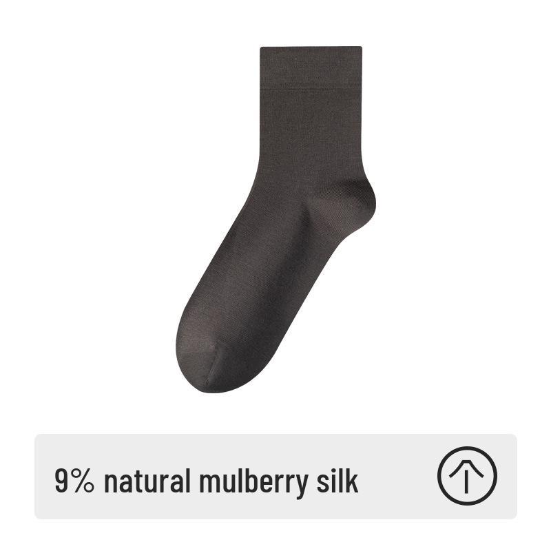 Men's Premium Mulberry Silk Mid-Calf Socks - Antibacterial & Deodorant - Ideal for Business Wear with Leather Shoes - Autumn/Winter Style