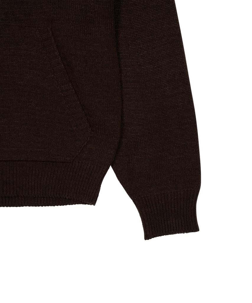 THE COLDEST MOMENT Tcm Starfish Logo Knit Hoodie (Brown)