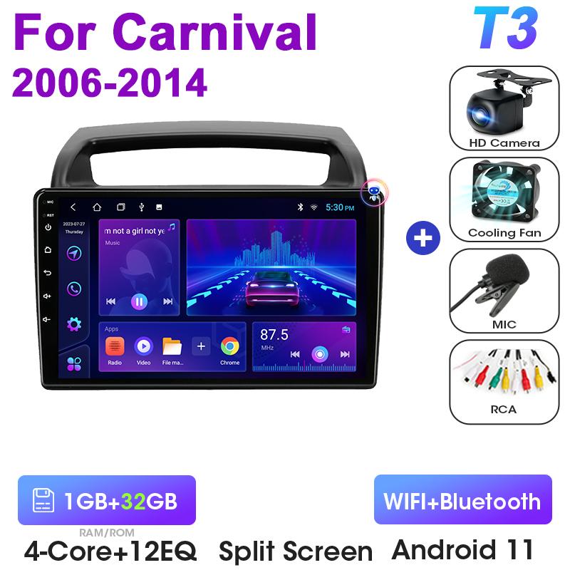 2 Din Android 12 Car Radio For KIA Carnival Android All-in-one VQ 2006 - 2014 Multimedia Video Player GPS 4G Carplay Auto Stereo