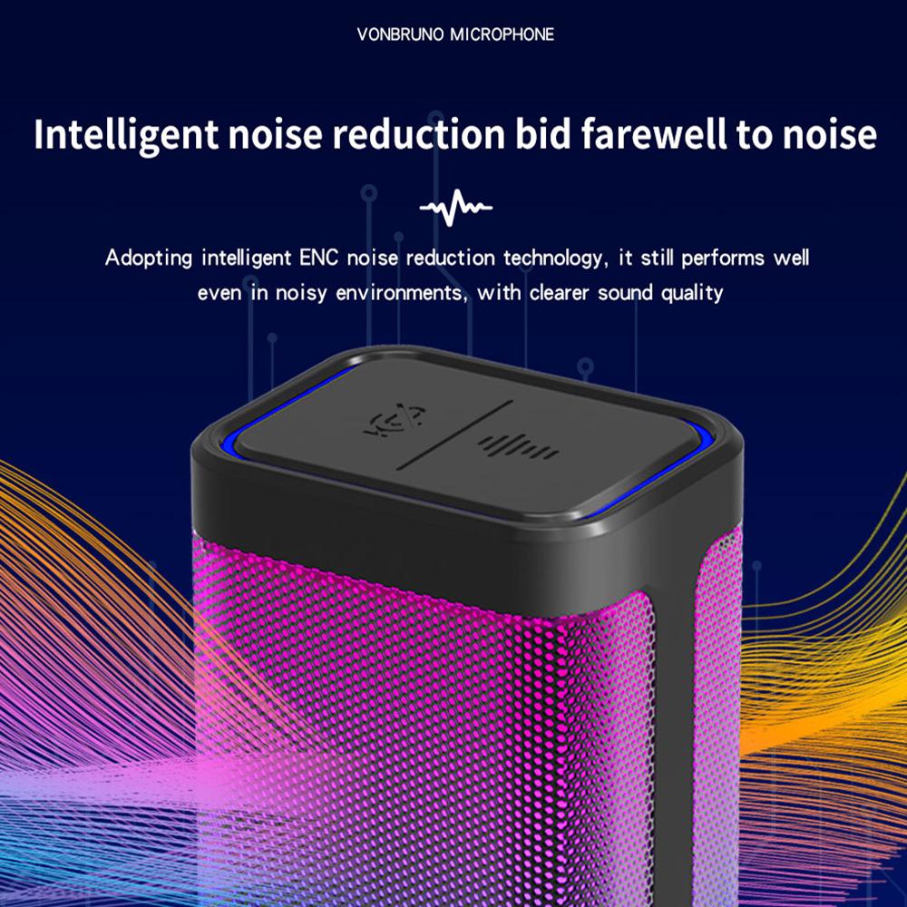 מיקרופון גיימינג RGB עם צ'אט קולי, הפחתת רעשים וכרטיס קול לסטרימינג