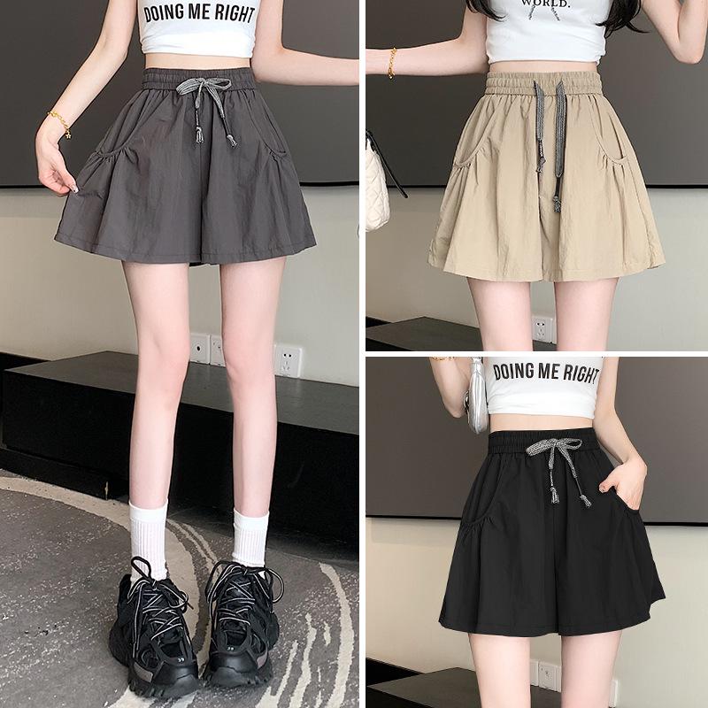 2025 Sweet Korean High-Waisted Quick-Dry Ruffle Pants with Pockets