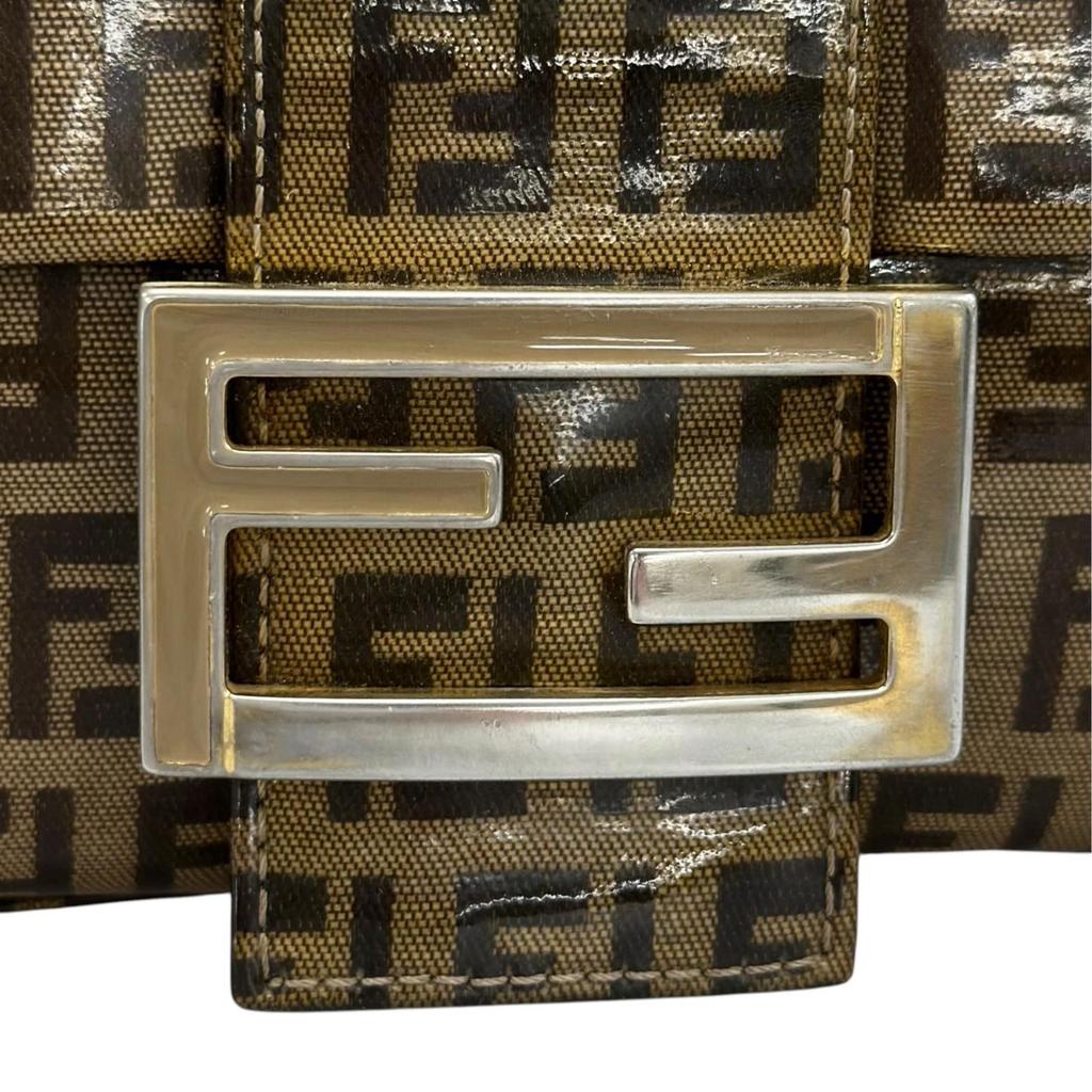 FENDI Zucchino mamma bucket Shoulder Bag Brown Women one belt used