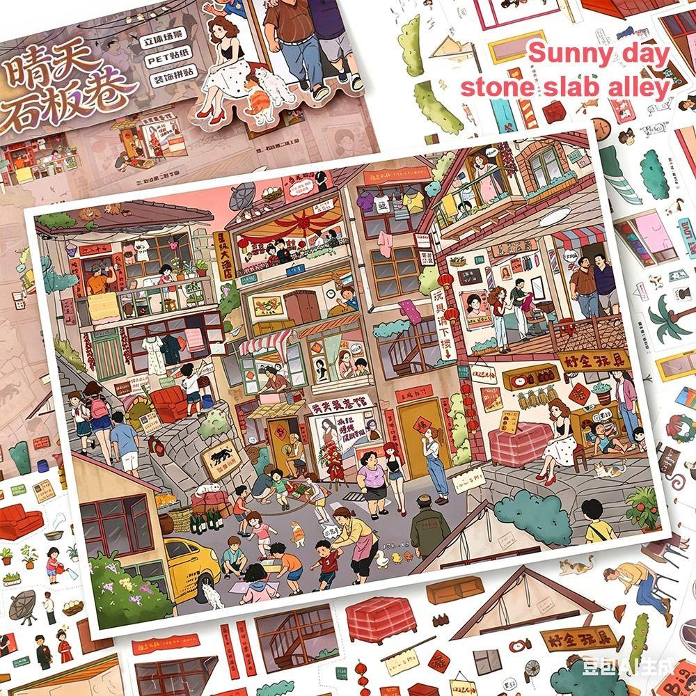 DIY Design Landscape Sticker Kawaii Design Street Scene Sticker Festival Decoration