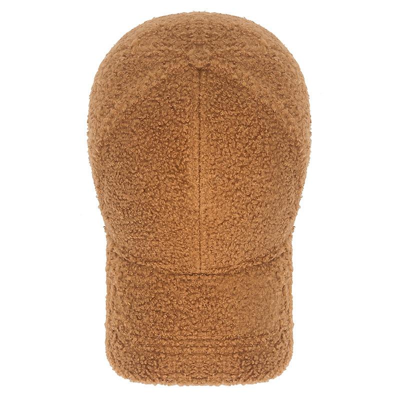 Otoño e invierno lana de cordero color sólido gorra de visera ligera cálida forro polar teddy cara gorro pequeño para hombre y mujer gorras de béisbol de copa dura