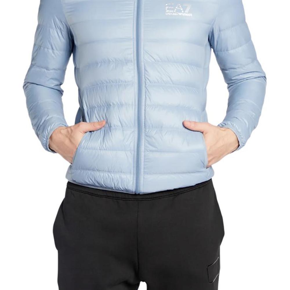 Emporio Armani EA7 Freizeit Uni Reißverschluss Kapuze Langarm Daunenjacke Herren Jacken Blau 8NPB02-PN29Z-1506