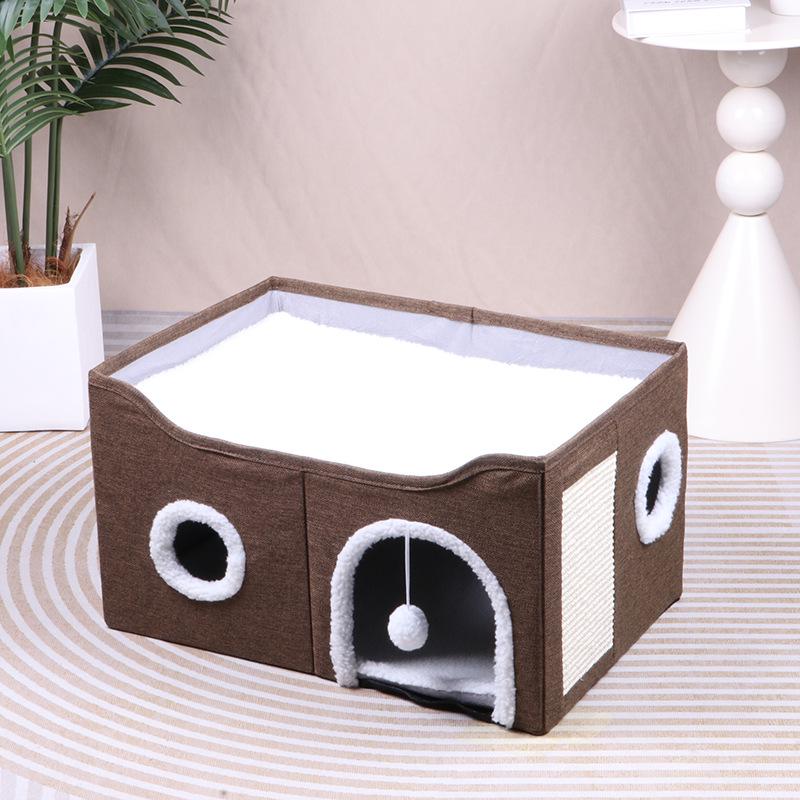 Double-Layer All-Season Enclosed Cat Bed - Warm Winter Sleeping House