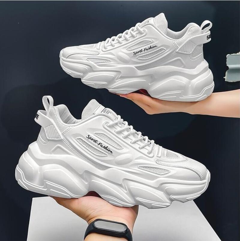 Fashion Thick Soles Men's Casual Sneakers White Lightweight Walking Shoes Breathable Comfortable Soft Mens Running Sports Shoes