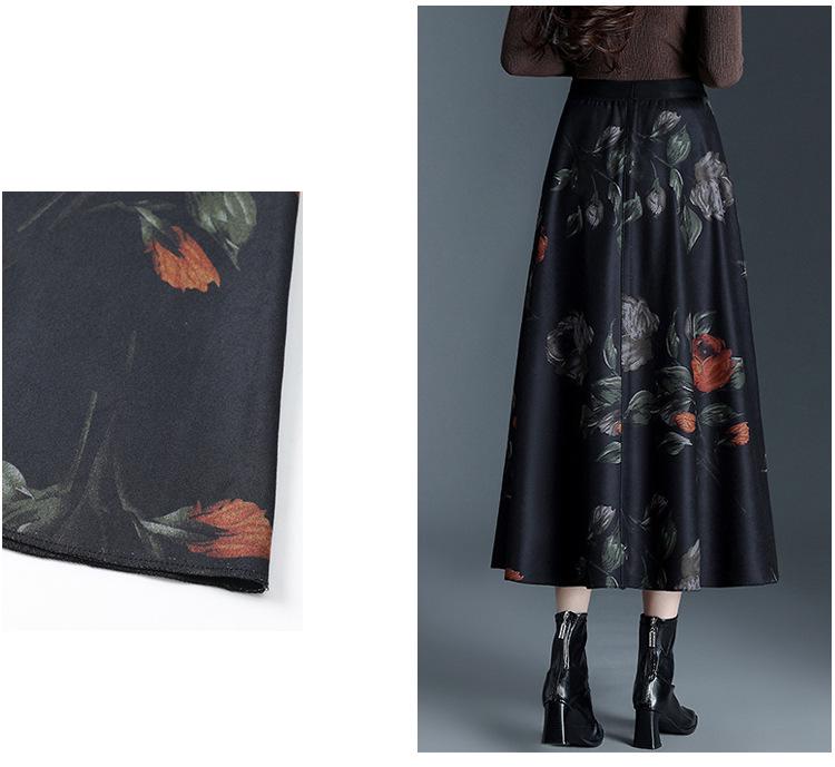 Drapey Slim-Fit High-Waisted A-Line Skirt - Winter 2025 Fashion Midi with Printed Hem