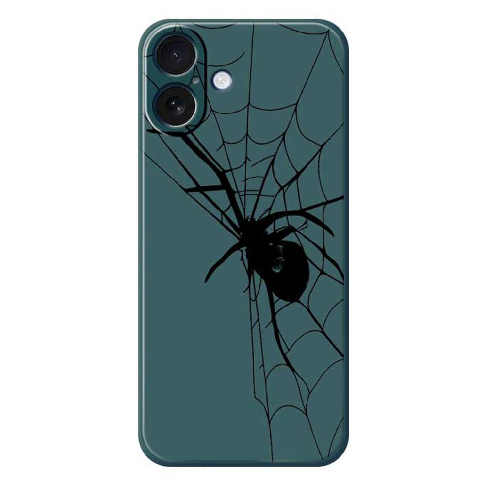 For iPhone 17 Case Spider Pattern Printing Straight Edge TPU Phone Back Cover