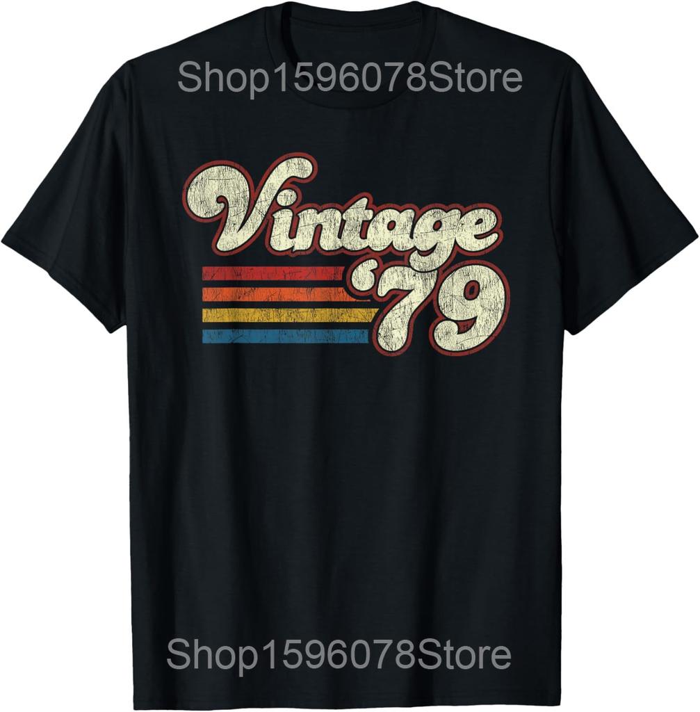 Vintage 46th Birthday 1979 46 Years Old T Shirts Men Women Cotton Humor Streetwear Tee Shirt Short Sleeve Unisex Loose Clothing