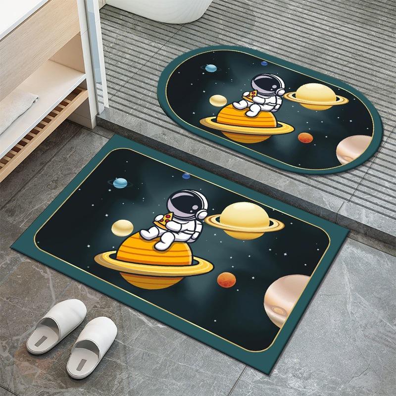 

Cartoon Astronaut Diatom Mud Floor Mat Home Doormat Bathroom Moisture-wicking Non-slip Cushion Restroom Quick Drying Soiled Foot Mat 40 * 60cm