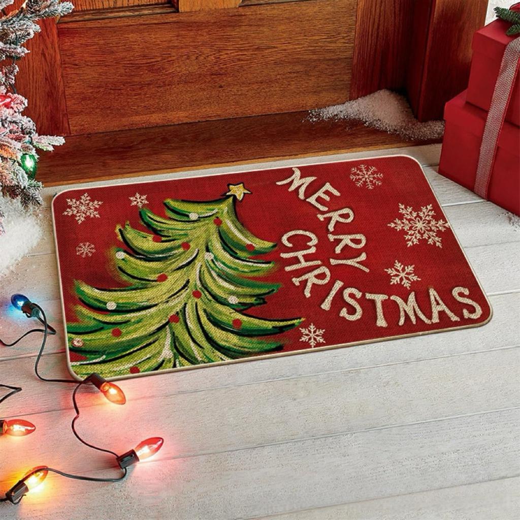 Merry Christmas Tree Snowflake Red Carpet Party Living Room Sofa Bedroom Bedside Study Entrance Door Rug Non-slip Home Decor Mat