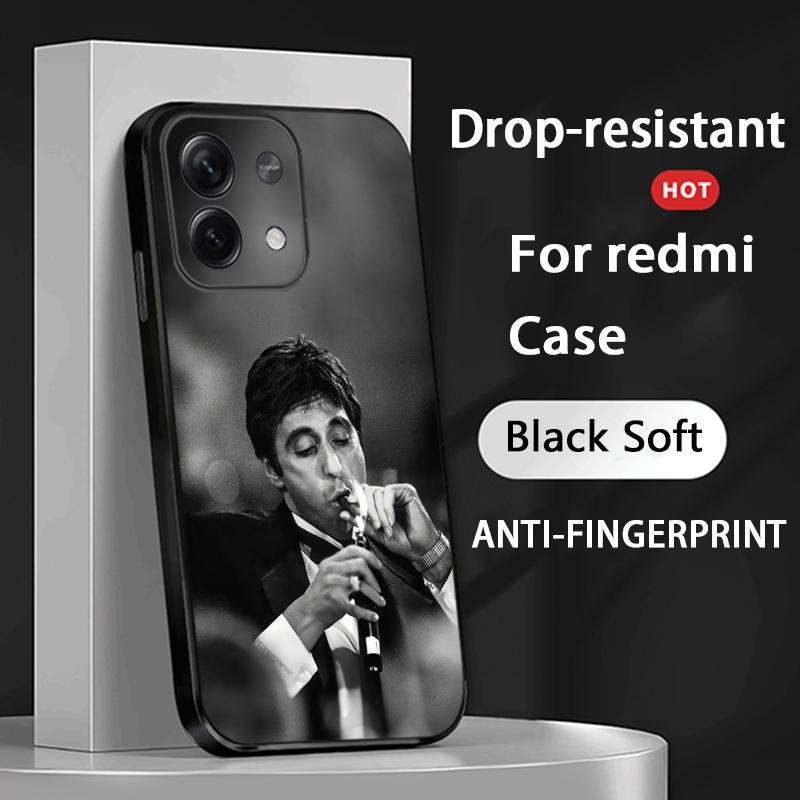 

Tony Montana cool man pattern Phone Case For Redmi Note 14 13 12 11 Pro Plus S 5G 14C A3 Soft Black Phone Cover Redmi 14C