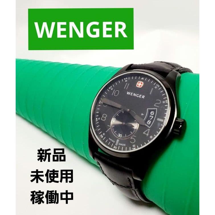 Used WENGER Watch Aerograph Black Leather Strap
