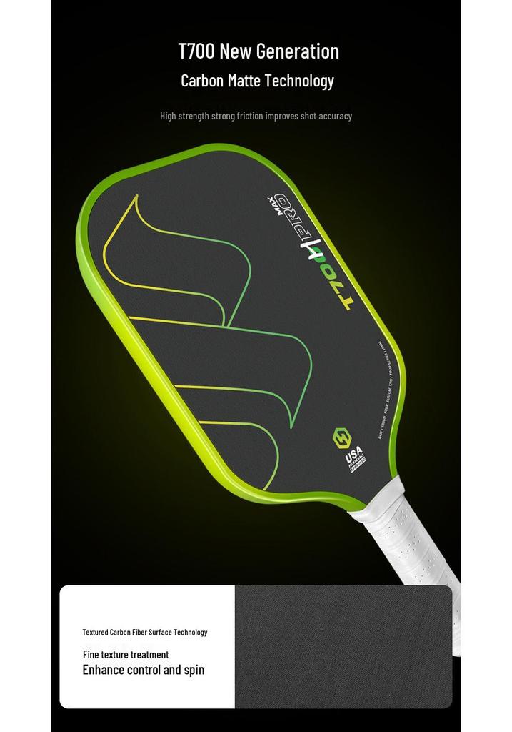 Pickleball Racket T700 Carbon Fiber Matte Silent Set - Professional Paddle Board for Competition