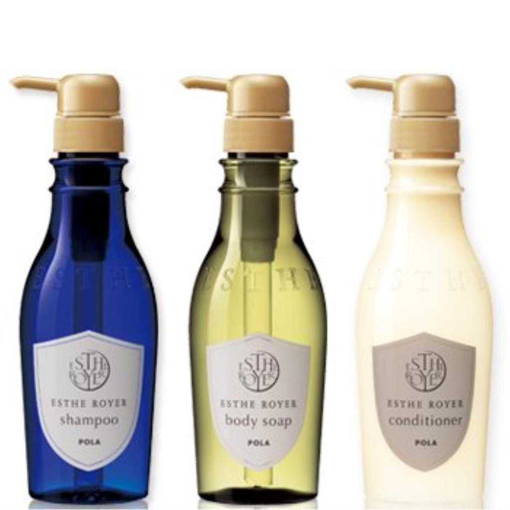 POLA Esthe Royale a Tělové mýdlo Sada 400ml x 3 Šampon bez silikonů, Kondicionér, (Plný 3)