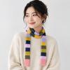 Y2K Style Sausage Thin Scarf Warm Color Splicing Rainbow Color Scarf  Cold Weather