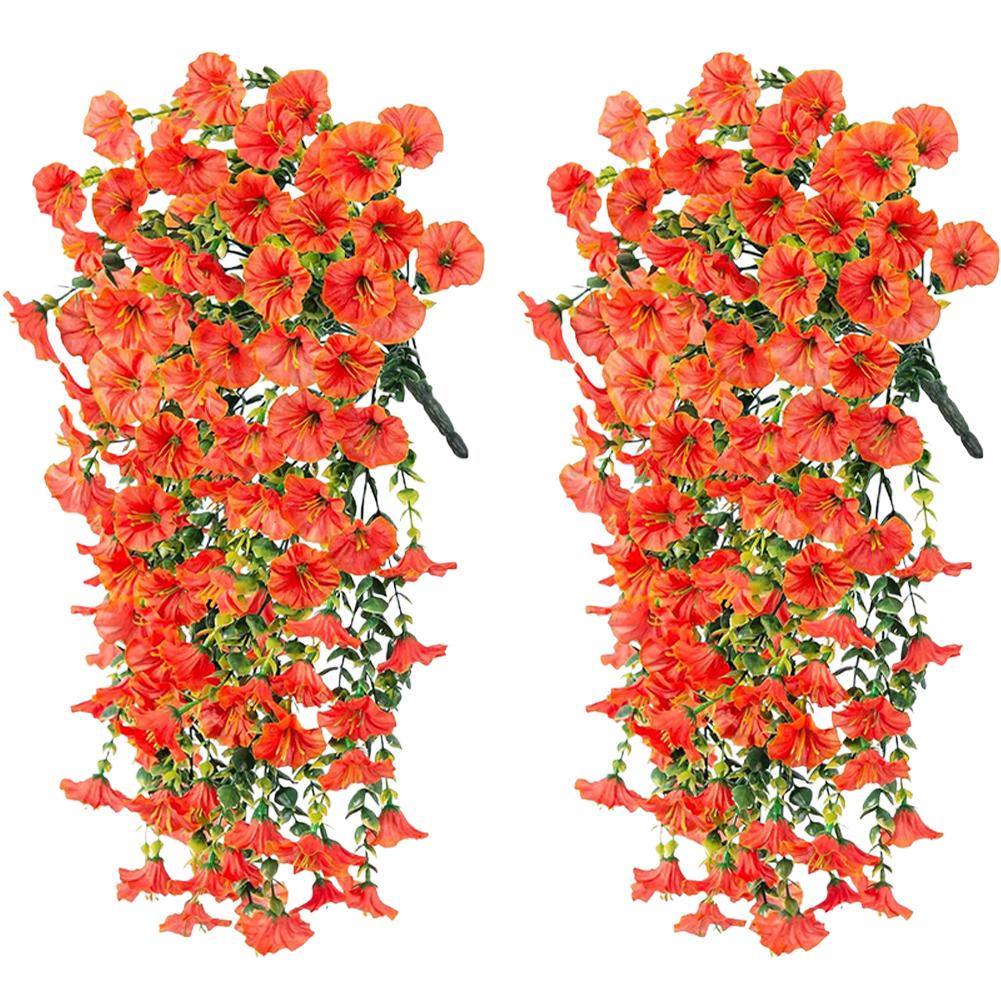 2/4Pcs UV-Resistant Artificial Flowers Morning Glory Eucalyptus Hanging Flower Plants Wedding Home Outdoor Garden Decoration