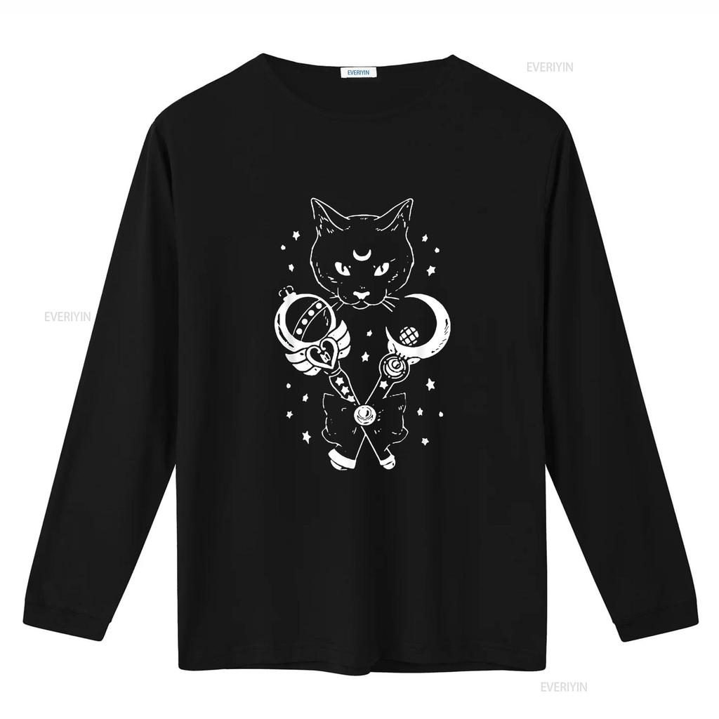 Sailor Meow Cute Moon Cat Space Magic Gothic Halloween Womens T Shirt vintage Washed graphic homme Breathable Stretched Casual