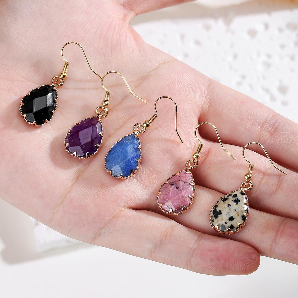 Natural Crystal Earrings, Edging, Cut Surface, Water Droplets, Amethyst Earrings, accessories,Christmas Gift, Valentine's Day Gift, Girlfriend Gift