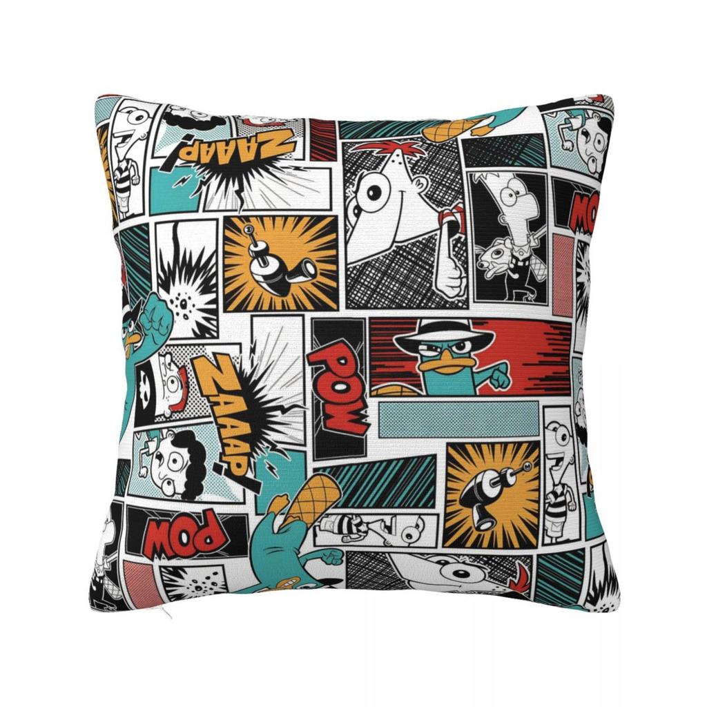 Perry The Platypus Square Pillow Case Cartoon Duck Cushion Covers Awesome Zippered Decor Pillowcase for Car cm