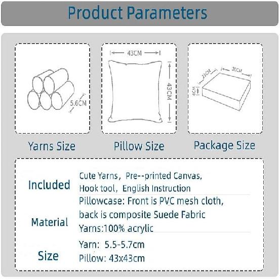 Sea Shark Latch Hook Pillow Kit for Adults Throw Pillow Cover with Printed DIY Canvas Crochet Yarn Needle Craft Easy Handmade Cushion for Home Sofa