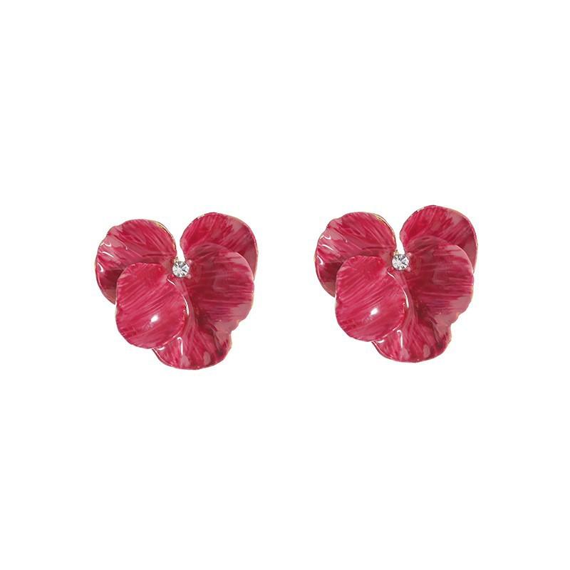 Pendientes de botón esmaltados con pétalos de flor de mariposa para mujer y niña, joyería de boda, temperamento femenino, aretes de rombo