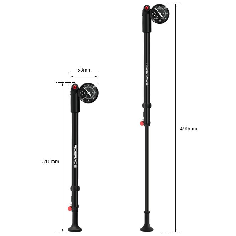 Fahrradpumpe mit Manometer Hochdruck Tragbare Handreifenluftpumpe Fahrrad Luftdämpferpumpe für Gabel Schrader Presta Ventil AV FV