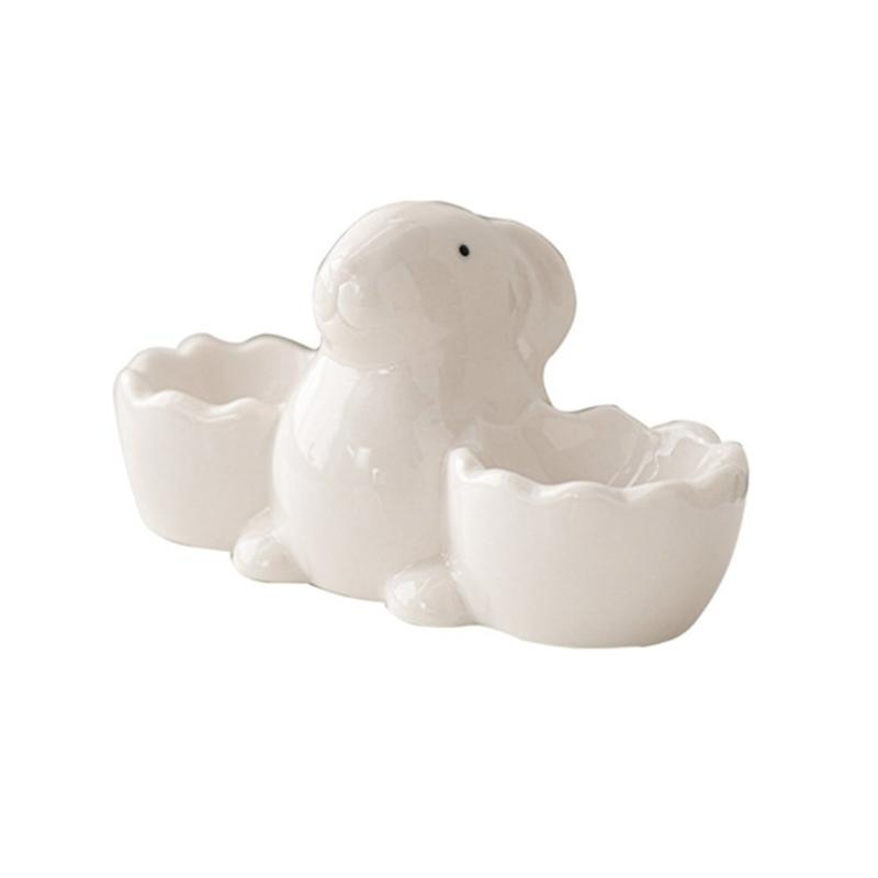 

Rabbit Shape Eggs Cups Handmade Eggs Organizers Soft Boiled Eggs Holder Suitable for Breakfast Table and Kitchen Use белый