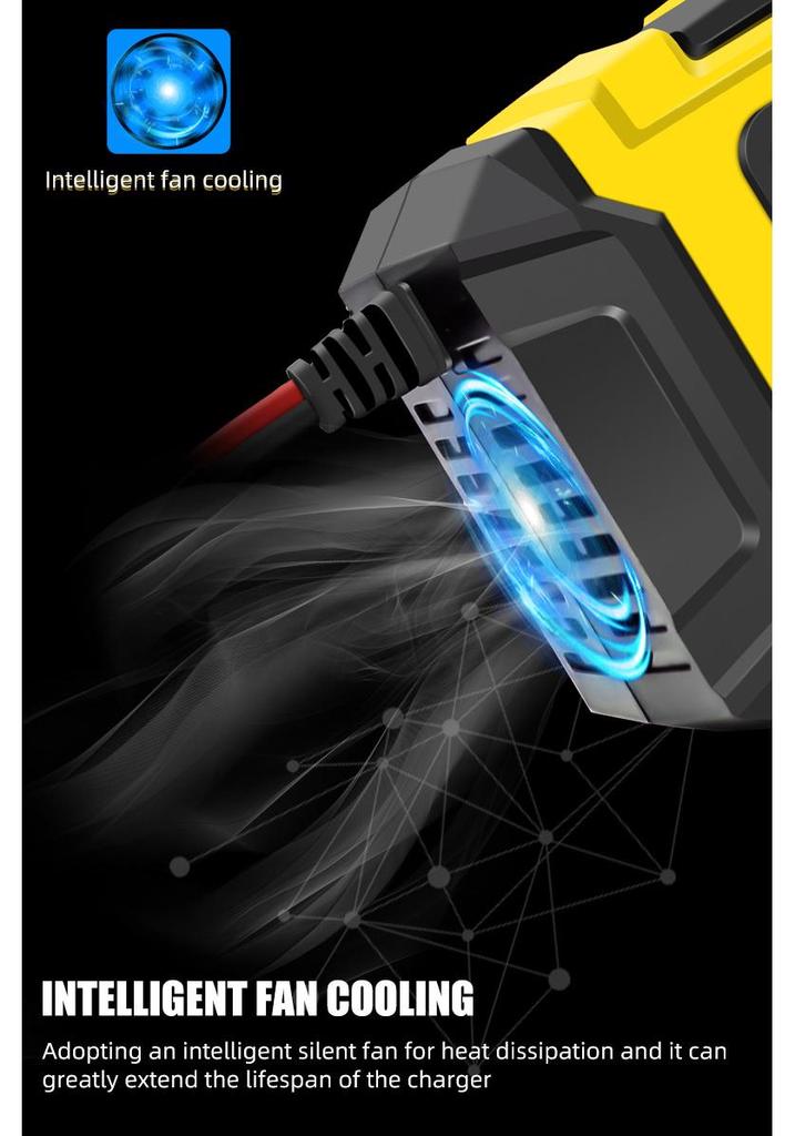 E-FAST 12V Lithium & Lead-Acid Car/Motorcycle Battery Charger with Color Screen