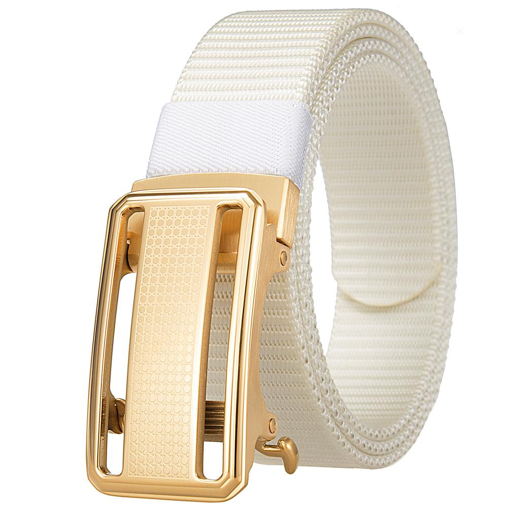 1Pcs Fashion Nylon Braided Belt Men, Button Head Front Switch Toothless Stainless Steel Buckle 3.5Cmly36-61931-3