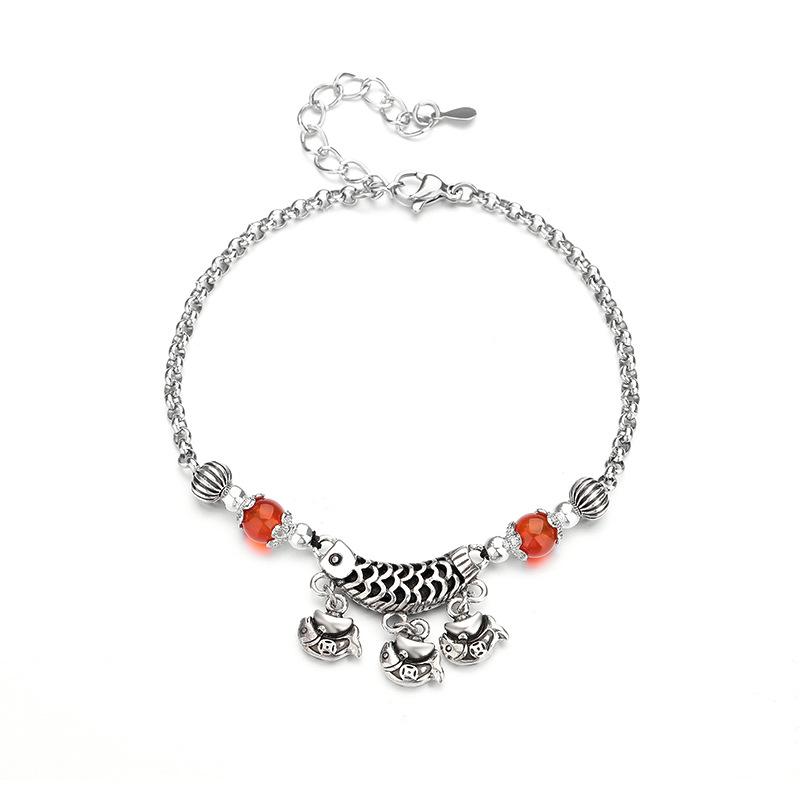 Little Fish Anklet For Women. Silver Minimalist Design With Retro Temperament, Fashionable And Personalized Jewelry Accessories