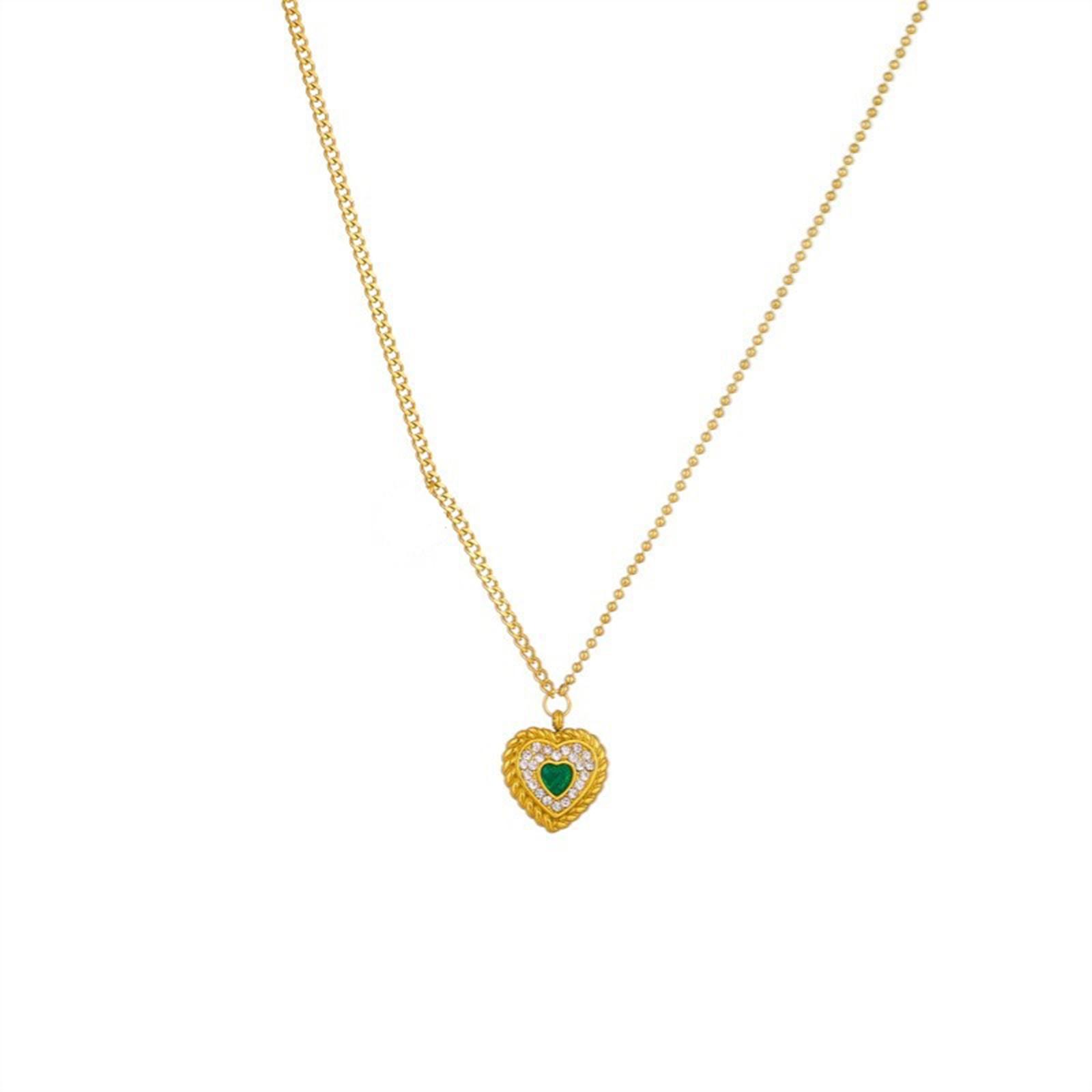 

Европейская и американская мода ретро колье с зеленым цирконием 1 шт. зелёный