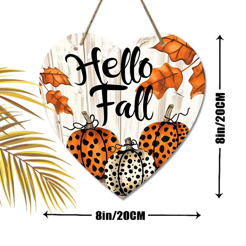 Autumn harvest festival “Hello Fall” logo pendant, home wall or door decoration, 2d flat wooden, garden decoration, gifts for friends and family