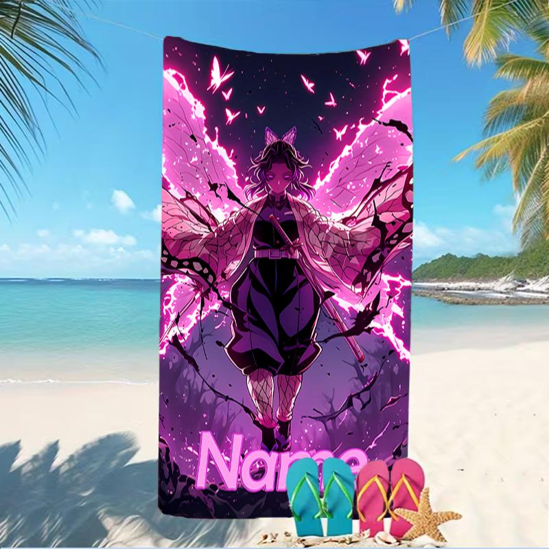 Customizable Personalized Beach Towels Demon Slayer Shinobu Kocho Themed designs.Suitable for the Beach, Yoga, Sports;ideal As Beach Accessories