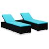 Day and Night - Day and Night Garden Loungers and Table 3 Pieces Black Synthetic Rattan