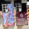 Funda de Teléfono con Calavera Floral Esqueleto Chapada Para Samsung Galaxy S24 S25 FE S26 Edge S23 Ultra S22 S21 Plus S20 Anticaída Aira