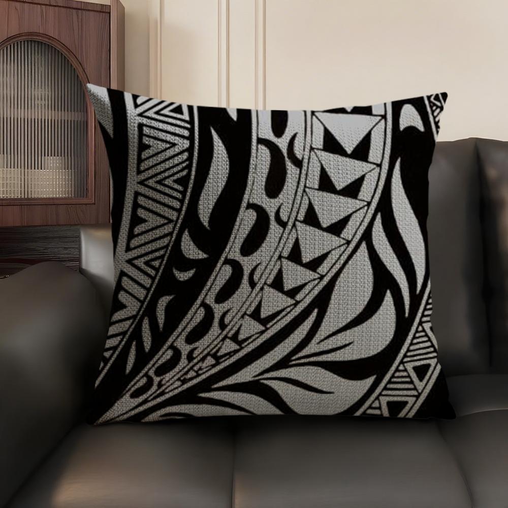Autumu Maori Tribe Samoa Polynesia Cushion Cover Natural Linen Organic Fabric DoubleSided Printing Sofa Home Decor Breathable