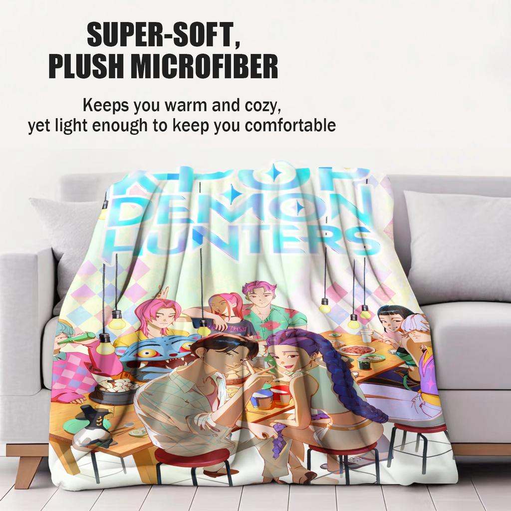 K-Pop Demon Hunters Huntrix Saja Boys Flannel Blanket Super Warm Comfortable Plush Throw Blanket Child Home Decor Fan Gifts
