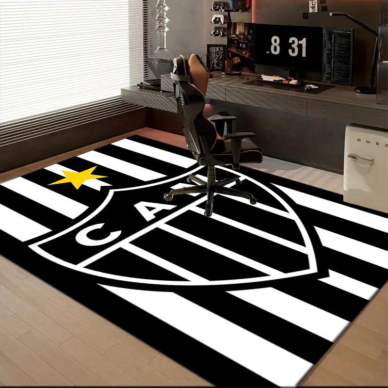 Black And White Stripes With Star Printed Office Carpet Chair Cushion Entryway Rug, Rugs for Living Room, Bedroom Christmas gifts