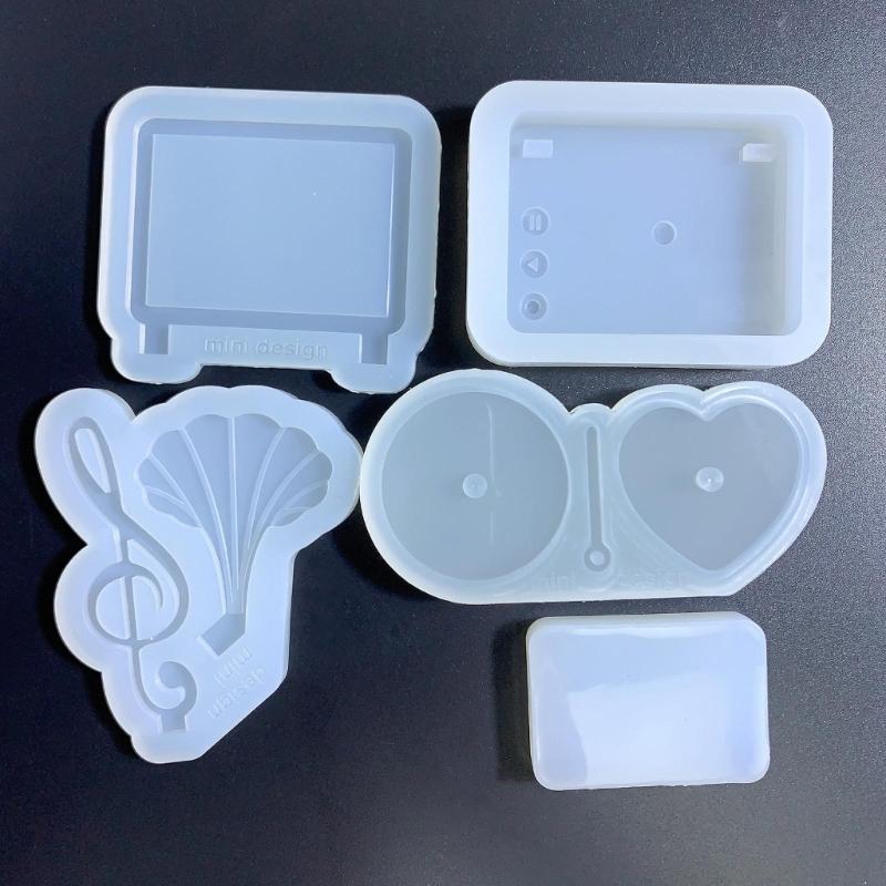 Resin Shaker Mold Heart Photo Frame Resin Mold Silicone Record Player Mold Kit Table Ornaments Mold for Home Decorations