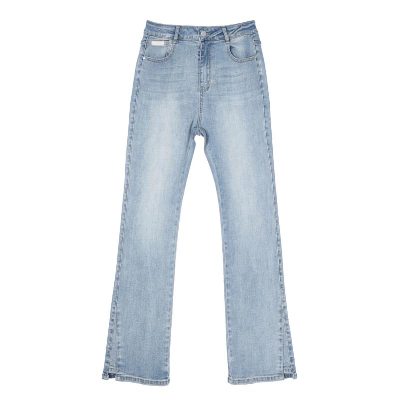 Women s Summer Slim Fit High-Waist Flared Cropped Denim Pants S