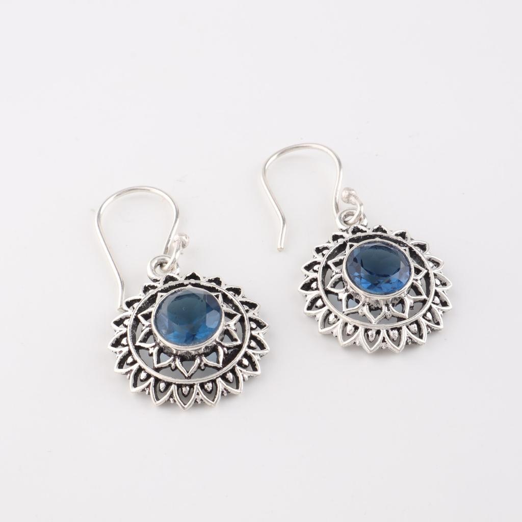 London Blue Topaz Edelstein 925 Sterlingsilber Schmuck Tropfen-/Hängeohrringe 1,57" CE-19-2