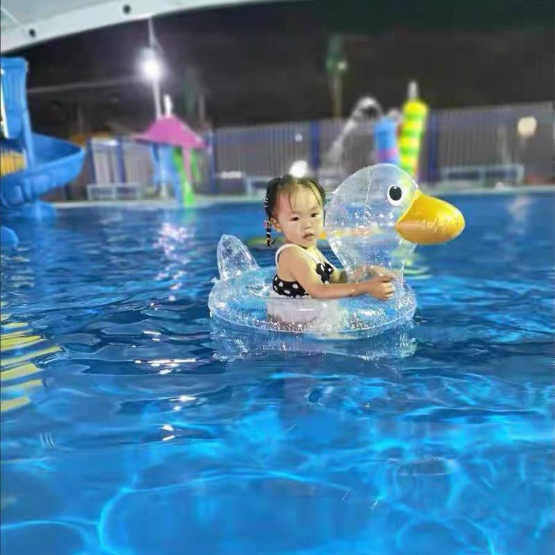 Transparent Big Head Duck Swim Ring For Babies 0-7 Years Old Pvc Thickness 0.25